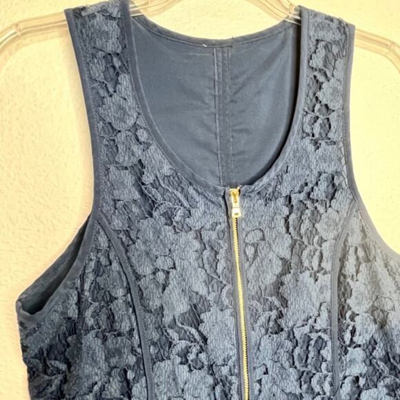 Donna Morgan Stunning Silk Lace Zip Navy Mini Shift Dress Sz 6 - Picture 4 of 15